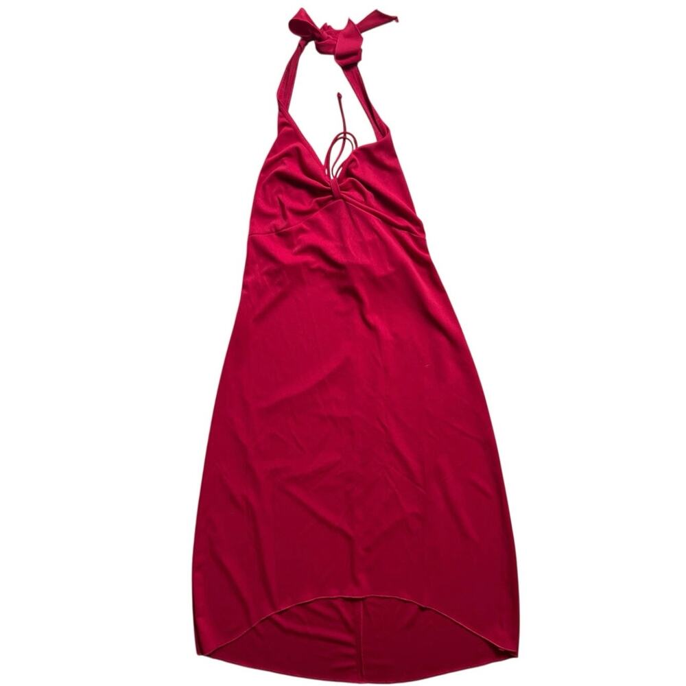 Vintage A-List By Wrapper Halter Backless Red Women’s Dress Back Tie